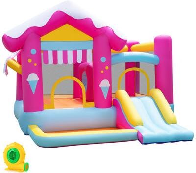 Costway 5-in-1 Inflatable Bounce House with Tunnel and 680W Blower for Kids Ages 3-12