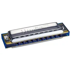 Hohner J.J. Milteau D Diatonische Mundharmonika (Mundharmonika, Diatonisch), Blasinstrumente, Blau, Transparent