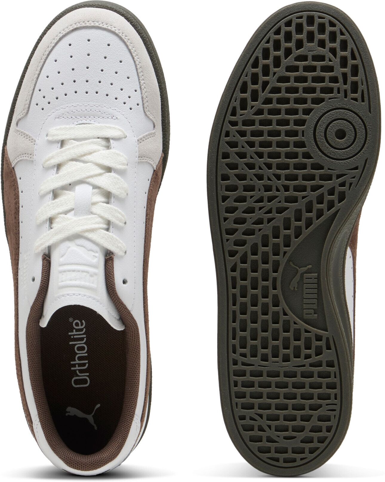 Sneaker PUMA "INDOOR", Damen, Gr. 38,5, puma weiß, flat bronze, Leder, mehrfarbig, Schuhe Sneaker puma weiß, flat bronze 38,5