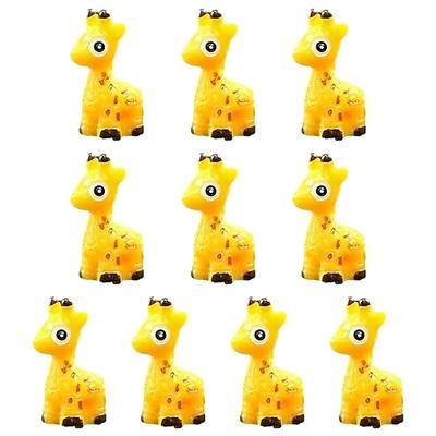 10 Giraffen aus Kunstharz – gelbbraune Giraffen, perfekt für Gärten, Deko-Perlen, Blumentöpfe und Zimmerdekorationen, eine ideale Wahl für Festtagsdekorationen und Wohnaccessoires
