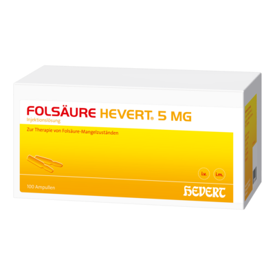 Hevert-Arzneimittel GmbH & Co. KG FOLSÄURE Hevert 5 mg Inj.-Lösung Ampullen 100X2 ml 04375458