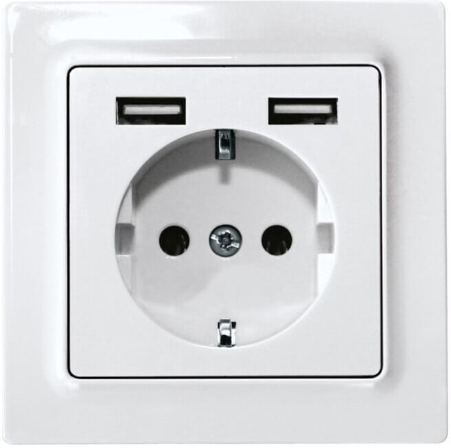Eltako Schutzkontakt-Steckdose reinweiß glänzend DSS55E+2xUSBA-wg (30055896)