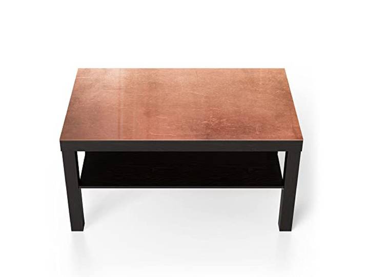 DEQORI Glastisch schwarz groß 90x50 cm Motiv Kupferplatte mit Kratzern ausgefallener Beistelltisch aus Glas Hochglanz Couchtisch fürs Wohnzimmer moderner Couch Tisch mit Design