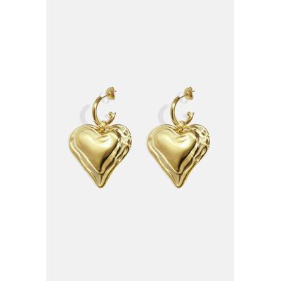 Paar Ohrhänger ADELIA´S "LIVAYA Ohrringe Ohrhänger mit großen Herzanhängern aus Edelstahl", Damen, Gr. Damen, Edelstahl, gold (goldfarben), Ohrringe, Modisch durch große Herzanhänger mit plastischer Oberfläche