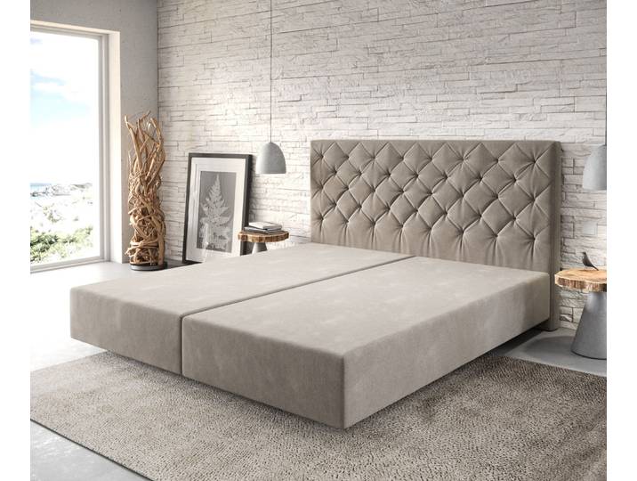 Boxspringgestell Dream-Great 180x200 cm Mikrofaser Beige, Bettgestelle