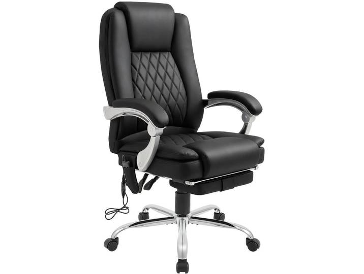 CLP Chefsessel Lederlook Schwarz, Metall, 67x110x70 cm, Büromöbel, Bürostühle, Chefsessel