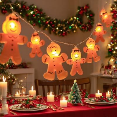 DynamicDeals Christmas Light String For Home Decor, Blow Molded Gingerbread Man LED Decorative Light, Window Party Indoor Decoration warm White 3m20led