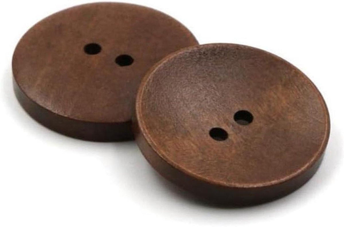 50 stuks Houten Ronde Knopen - Handgemaakte Knutselknopen - 15 mm - Koffiekleur
