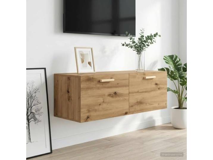 HPUYRFG Wandschrank aus Holzwerkstoff Artisan-Eiche, 100 x 36,5 x 35 cm, Wandmontage spart Bodenfläche, umkehrbares Türsystem links oder rechts, feuchtigkeitsbeständiger Holzwerkstoff, zwei