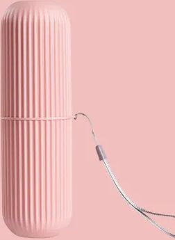 Uplifted Trends Portable Travel Toothbrush Cup & Toothpaste Holder Travel Storage Solution pink