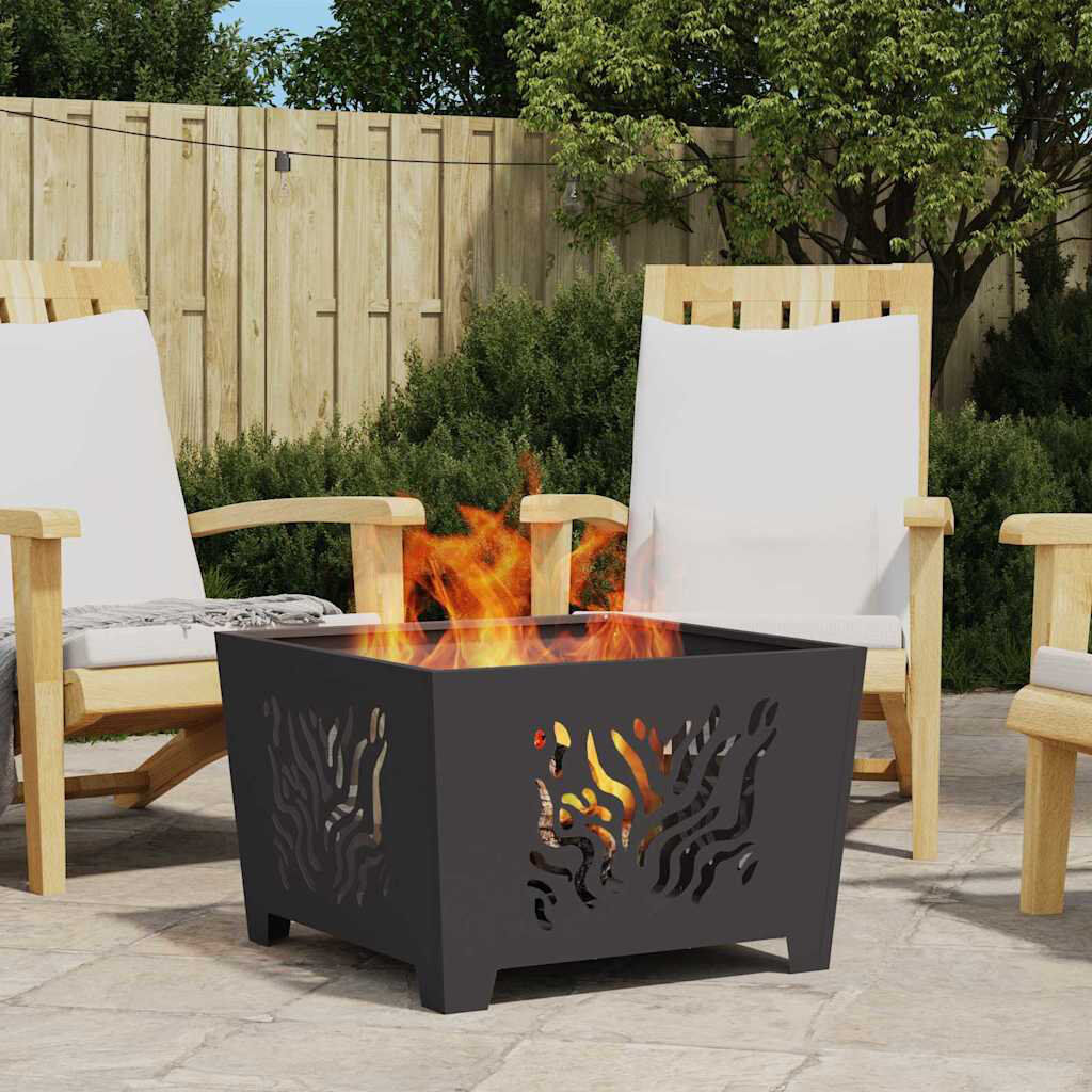 Borough Wharf Modern Outdoor Fire Pit Black 40cm H x 60cm W x 60cm D