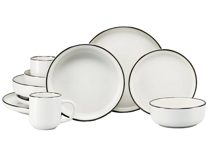 Kombiservice CREATABLE Nordic Festive, Service 10-tlg. , creme, 10, Steinzeug, Geschirr-Sets, Kombiservice, Minimalistisches Design, Dezente goldene Akzente
