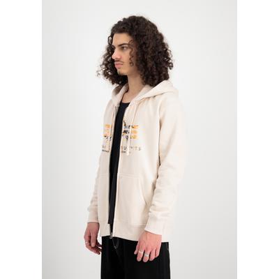 Hoodie ALPHA INDUSTRIES "Basic Zip Hoodie PP Camo", Herren, Gr. S, weiß (jet stream weiß), Obermaterial: 80% Baumwolle, 20% Polyester, regular fit, Sweatshirts Hoodie