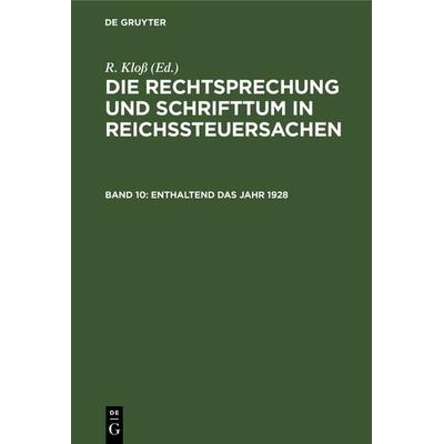 Enthaltend das Jahr 1928, Gebundene Ausgabe von , De Gruyter, 978-3-11-235961-7