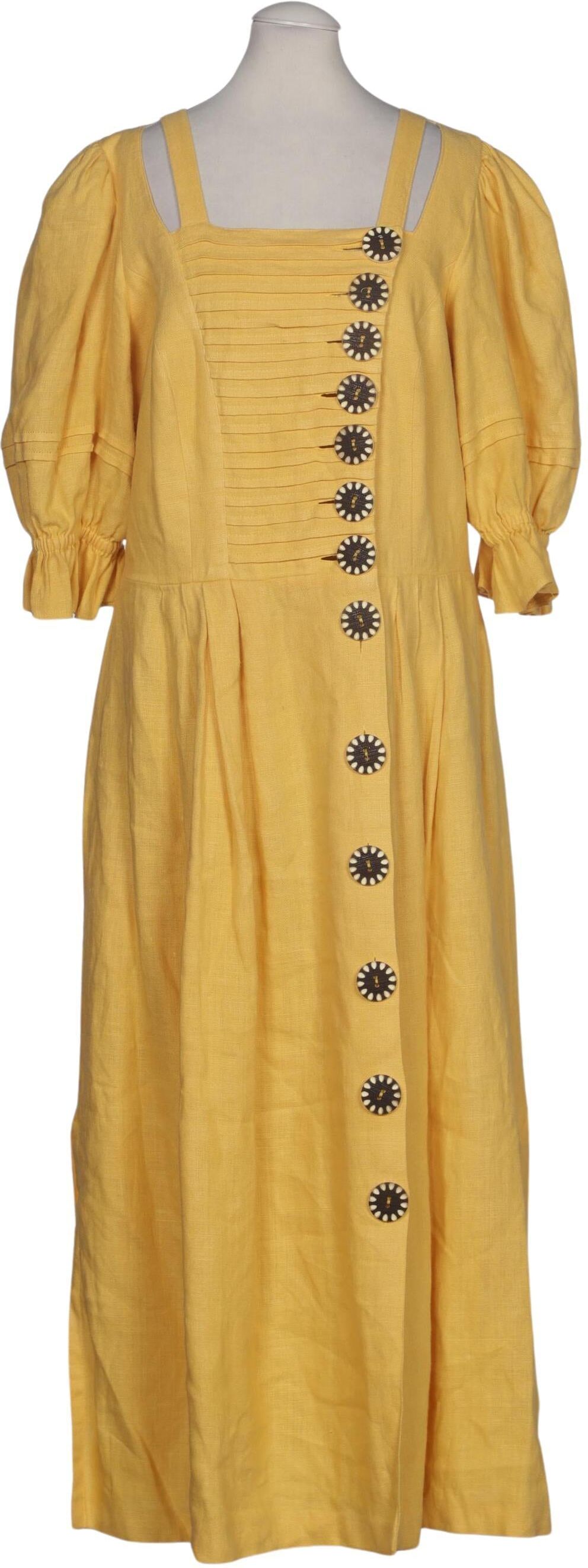 Country Line Damen Kleid, Gelb, Gr. EU 42, Leinen / Viskose / Baumwolle - Second Hand