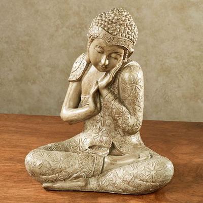 Touch of Class Sacred Mantra Buddha Sculpture Beige/Cream , Beige/Cream