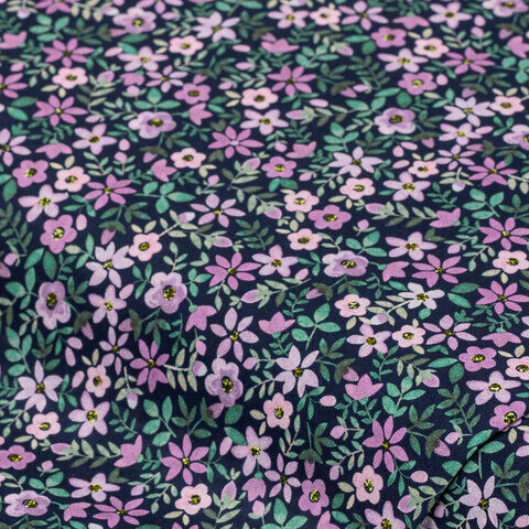 Baumwollstoff "Lila Blümchen", lila-color