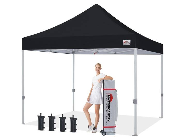 Faltpavillon 3 x 3 m Heavy-Duty Pop-up gewerblich Schwarz