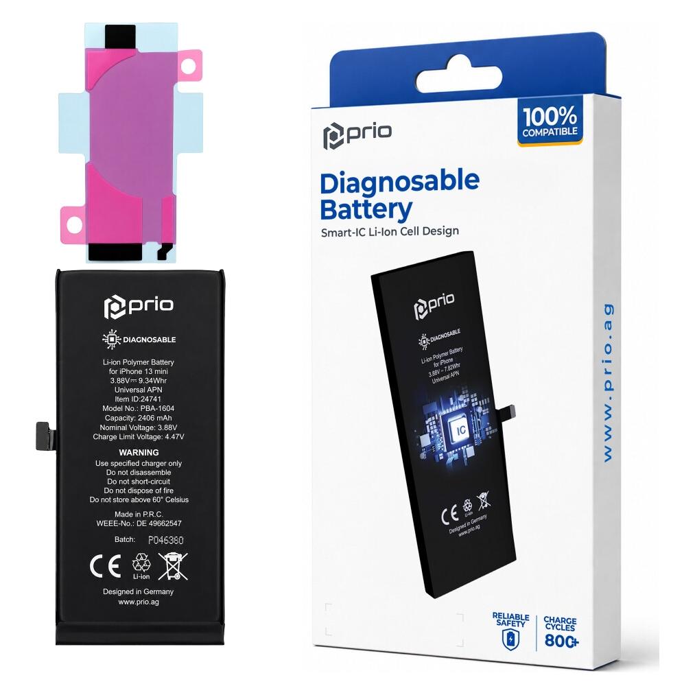 prio Diagnosefähiger Akku für iPhone 13 mini (PBA-1604)