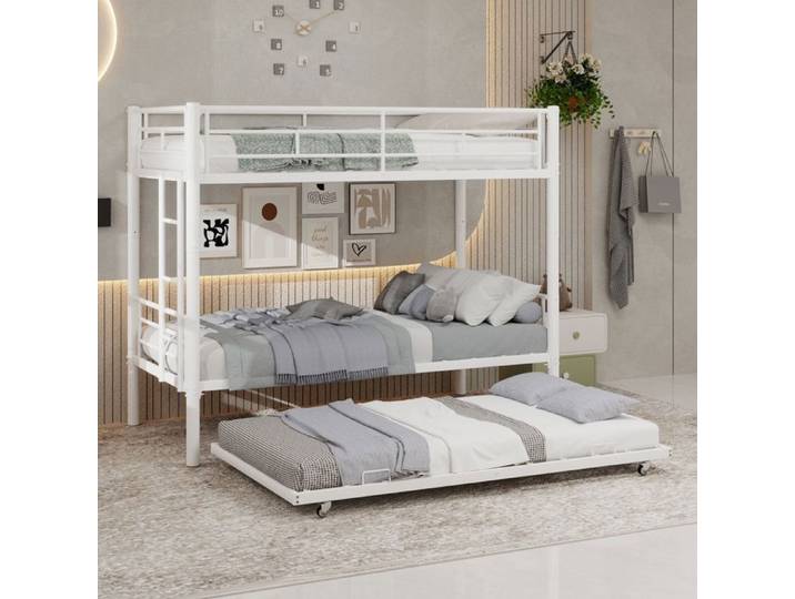 Lit superposé 90x190 cm blanc barrières sans matelas