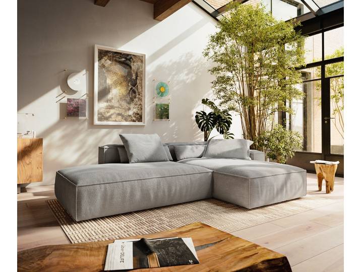 Hoekbank Freestyle Cozy 310x200 cm Structuurstof zacht grijs