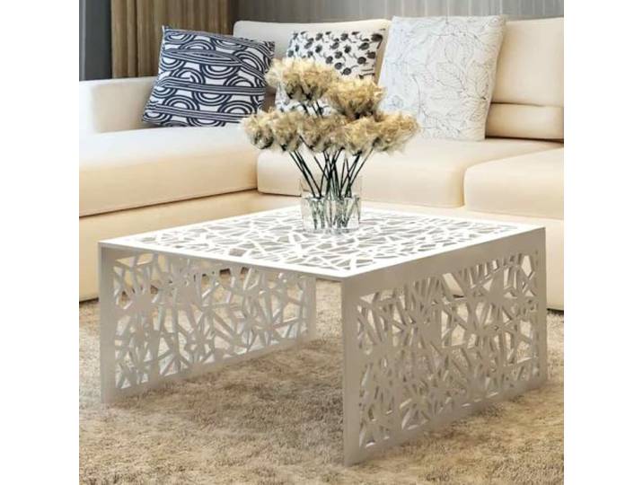 ZXQVLMRS Couchtisch Aluminium Rund Geometrisches Lochmuster Beistelltisch Wohnzimmertisch 69 x 69 x 35 cm