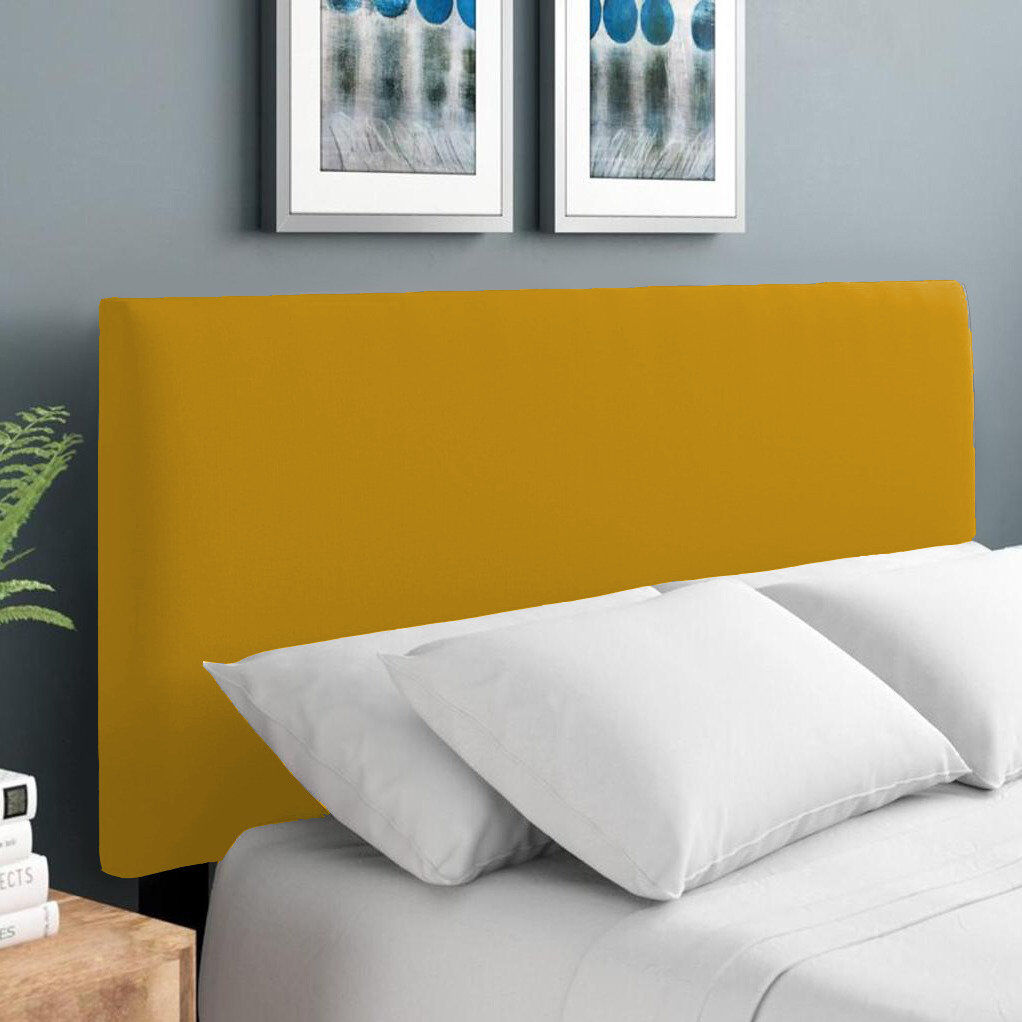 17 Stories Erian Upholstered Chenille Headboard Velvet/Turmeric Double (4'6)
