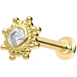 14 Karat Gold Labret mit Innengewinde MOISSANIT-SONNE