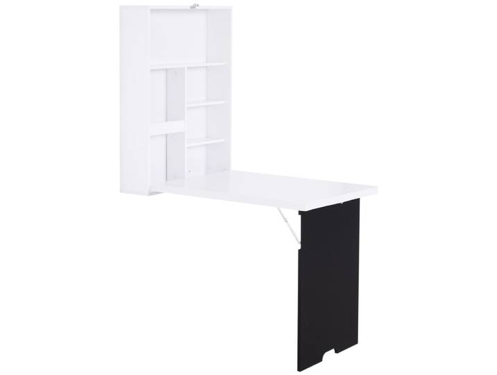 Bureau mural pliable étagère + tableau craie intégré