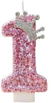 Uplifted Finds Pink Crown Numeral Birthday Candle Creative Princess Party Cake Topper Decoration 1