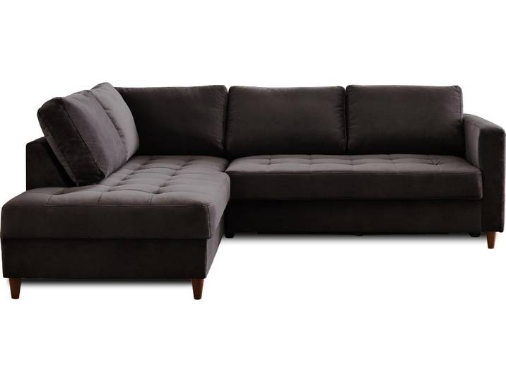 Lisa Design Anna - canapé d'angle gauche - 5 places - convertible - en velours \, Gris foncé