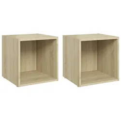 Helloshop26 - Multimedia-TV-Möbel TV-Regal Sideboard TV-Schrank Esszimmer Wohnzimmer Schlafzimmer 2-teilig Sonoma-Eiche 37 x 35 x 37 02_0028615