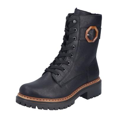 Schnürstiefelette RIEKER "Rieker Stiefelette Lederimitat", Damen, Gr. 36, schwarz, Lederimitat, Schuhe Schnürstiefelette
