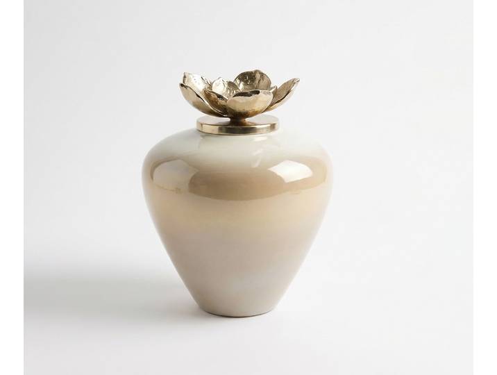 Vase Florena B29 x T29 x H35 cm Glas Vanilla Mokka Handgemacht, Wohnaccessoires