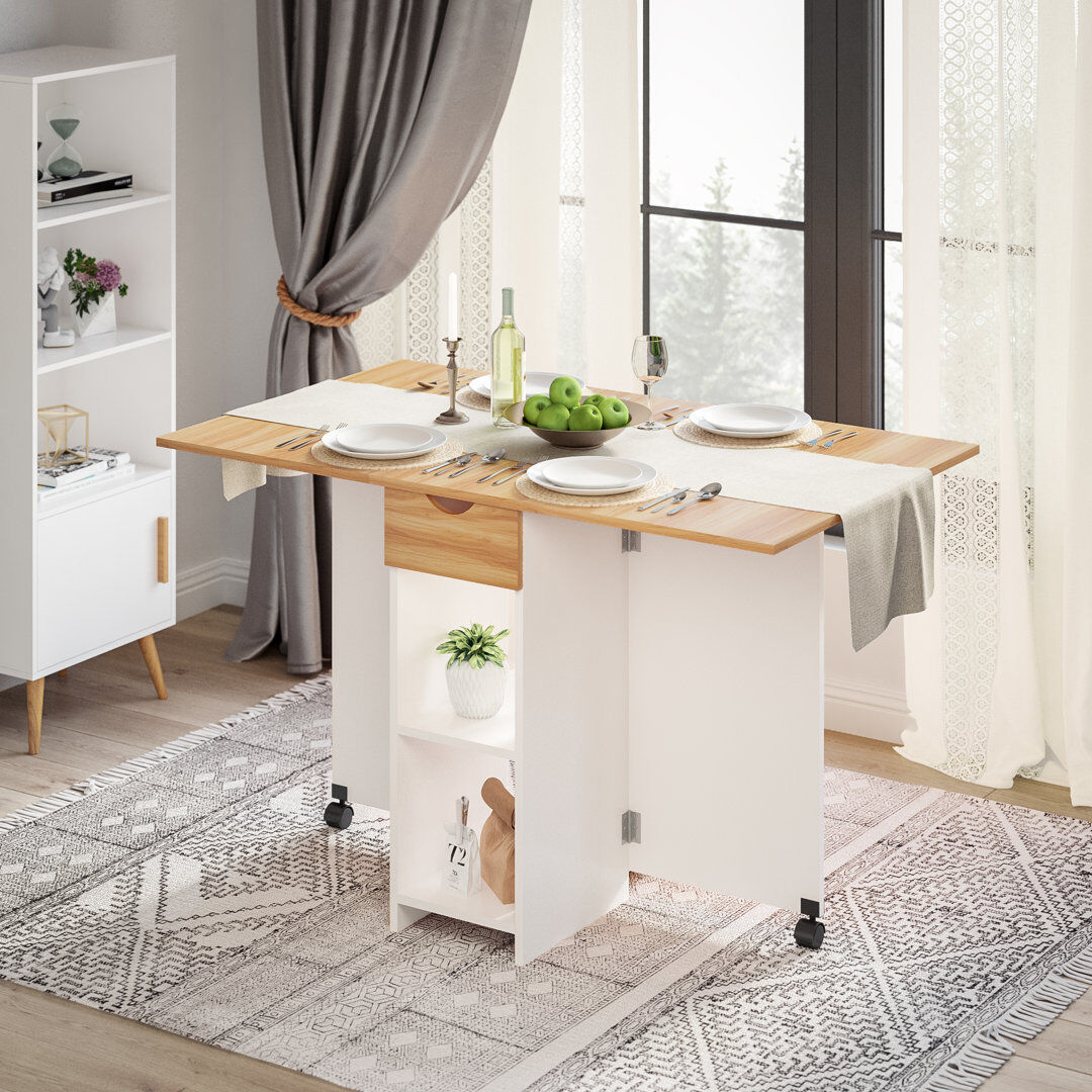 Ebern Designs Friedhorst Trestle Dining Table Red Oak/White