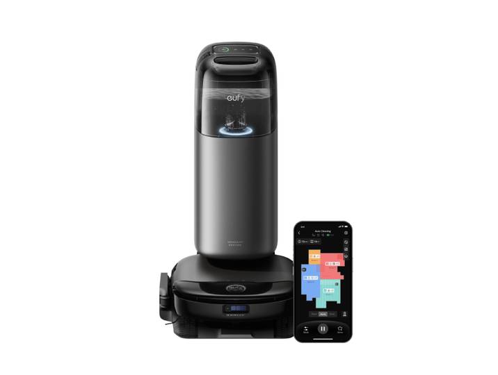 eufy S1 Pro Aspirateur robot laveur tout-en-un, serpillière toujours propre et nettoyage par ozonisation écologique, 8000 Pa, levage automatique de la serpillière, brosse de nettoyage de la serpillière, 180 min/150 m², MatrixEye