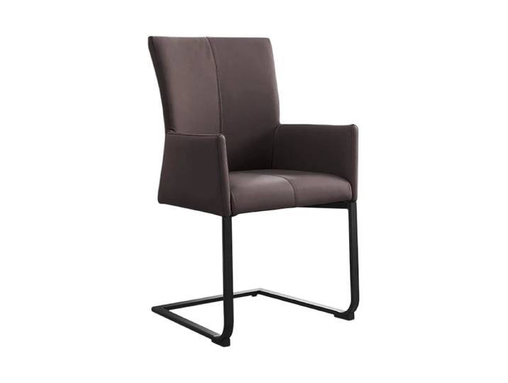 Echtleder Freischwinger Design Stuhl „Cantil“ mit Armlehnen Taupe/Grau Invicta Interiors
