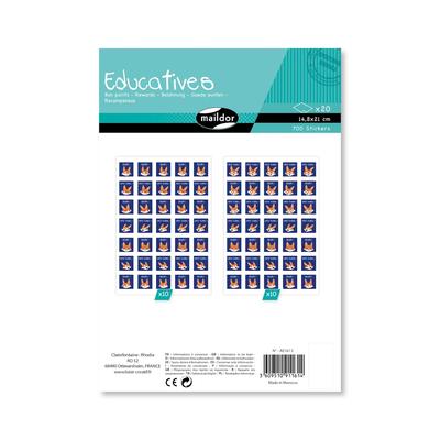 Maildor Educatives, 20 Stickerbogen 14,8x21cm, Belohnungen Füchse (auf Französisch) - Blau AE161C