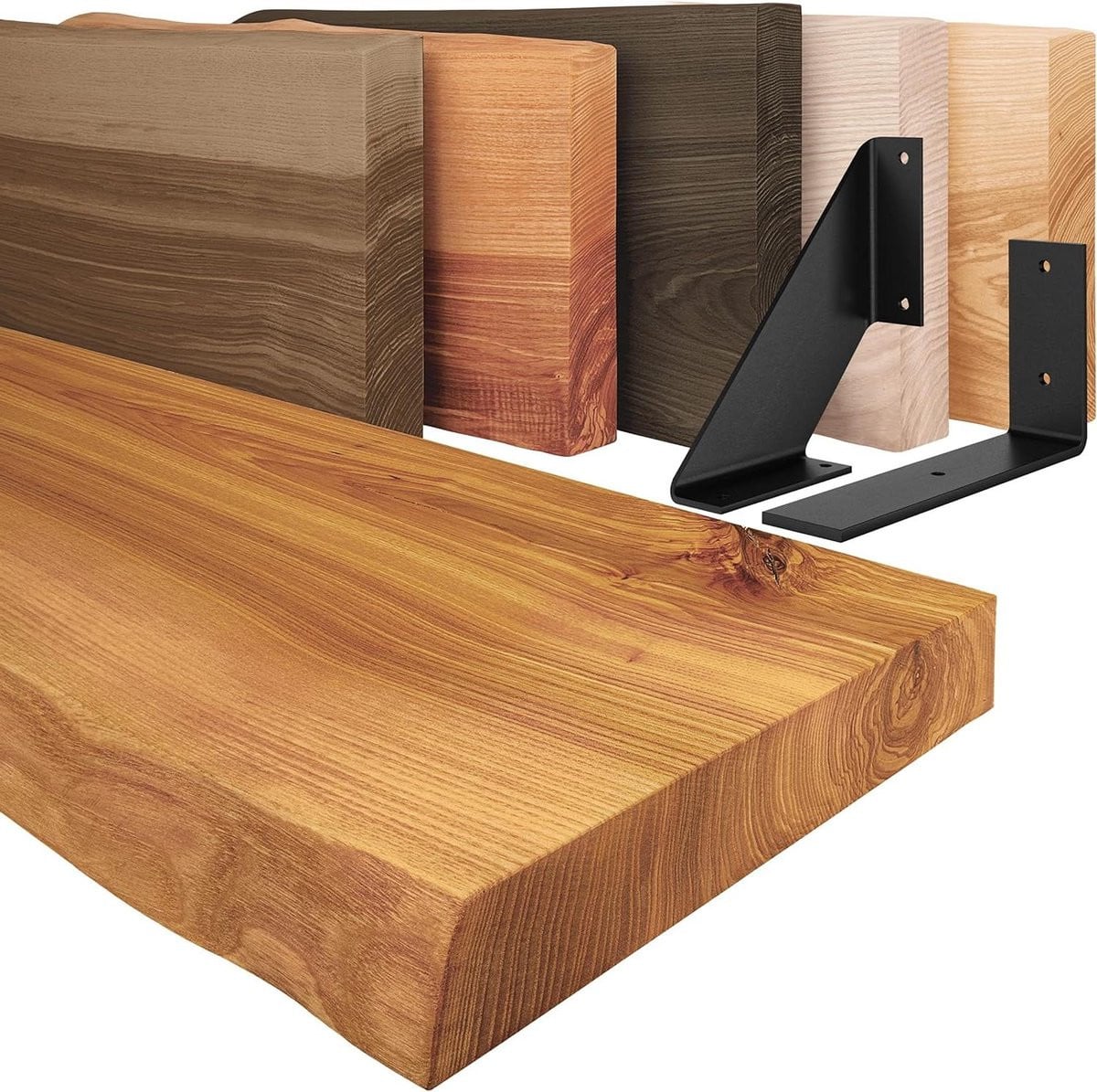 Rustieke houten wandplank met natuurlijke boomrand - 140 cm