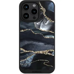 Nivocase Handyhülle für Apple iPhone 15 Pro Max Hülle NIVOpure Case Schwarz Glitzer Look Marmor Trends (Apple iPhone 15 Pro Max), Smartphone Hülle, Schwarz