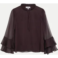 Bluse mit Rüschen Braun 42