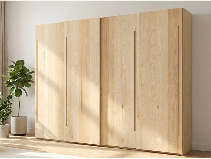 Schiebetürenschrank aus Esche „Ludwig“ 4-türig Massivholz Esche