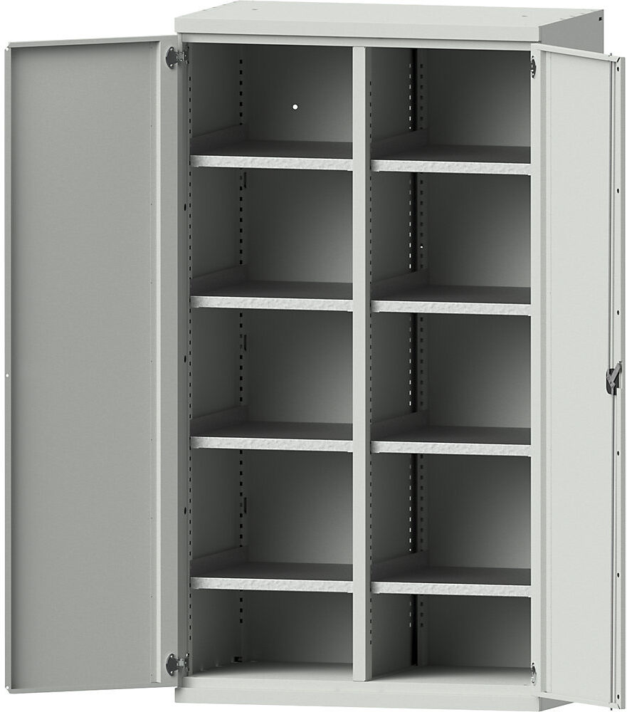 Schwerlastschrank aus Stahl, 8 Fachböden, lichtgrau/lichtgrau eurokraft pro