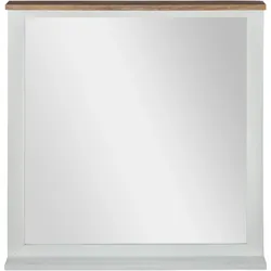WANDSPIEGEL 80x76cm rechteckig Natur/Weiß mit Holzrahmen Landhaus-Stil