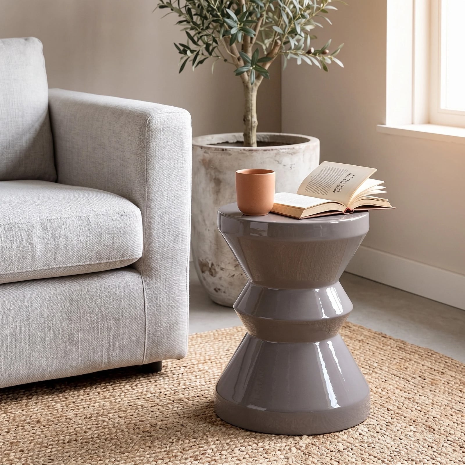 Richmond Interiors Bijzettafel Diablo Grijs Rond Metaal Ø 35 cm