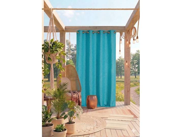 Rideau extérieur œillets anti-rouille turquoise 140x265cm