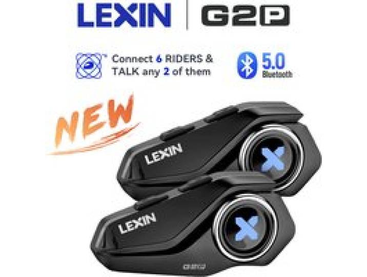 Lexin G2P motorfiets intercom helm Bluetooth-headsets, handsfree communicator tot 6 rijders interphone met FM-radio