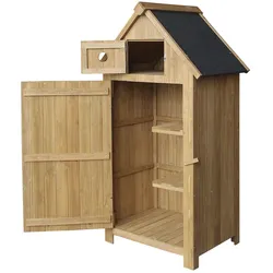 Helloshop26 - Schmaler Gartenschuppen aus Tannenholz mit Bitumendach 142 cm 16_0002171
