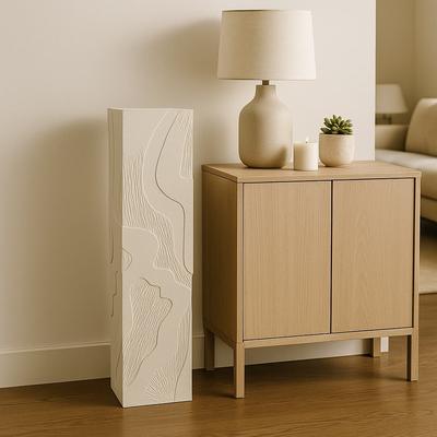 Sagebrook Home Wood Roanoke Carved Plaster Pedestal, Ivory