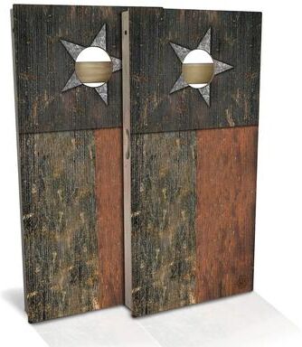 Skip's Garage Texas Flag Rustic Outdoor Cornhole Board Set